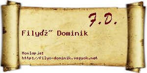Filyó Dominik névjegykártya